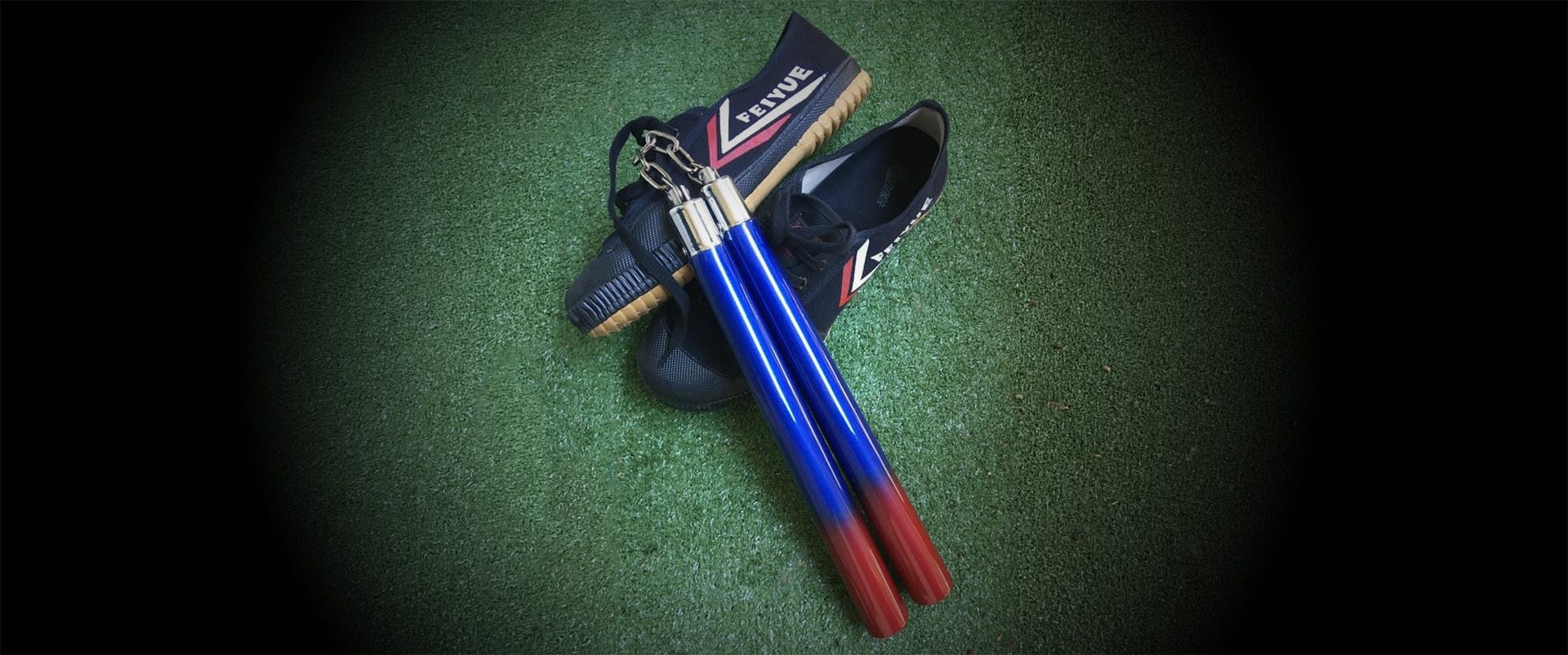 nunchaku sticks and shoes